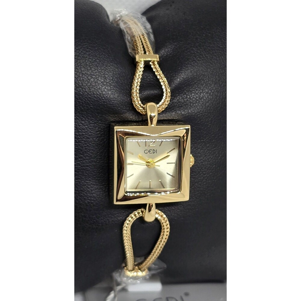 Women's Gedi Square Gold Tone Dial Quartz Chain Rope Bracelet Fashion Watch 08 - Picture 3 of 9